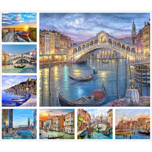 Town Bridge Travel Scenery 5D Diy Full Square & Round Diamond Painting Embroidery Cross Stitch Kit Wall Art Handmade Home Decor