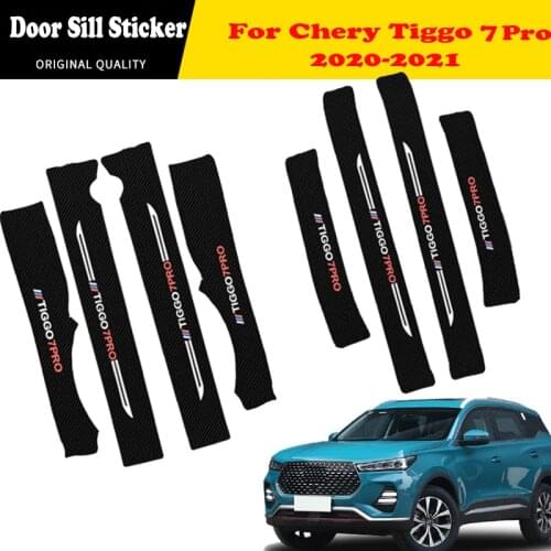 Car Door Sill Pedal Board Pedal Cover Trim For Chery Tiggo 7 Pro 2020 2021 Carbon Fiber Rear Bumper Trunk Sticker Auto Parts