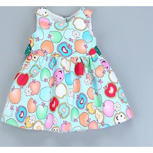 New Arrival Kids Dresses For Girls Summer Multi Wallpaper Apple Girls Costume Printed Party Dresses Girls Clothes 2-8 years old
