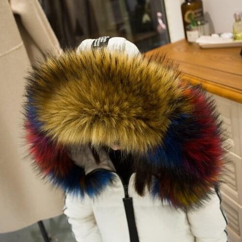 New creative fashion warm winter fake raccoon fur collar winter men women faux raccoon fur parka fur collar fluffy fur collar