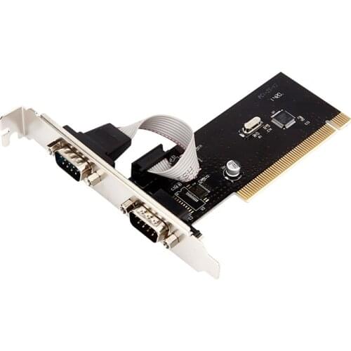 PCI To 2 port COM 9Pin Serial Port RS232 Expand Riser Card Adapter TX382B chipest