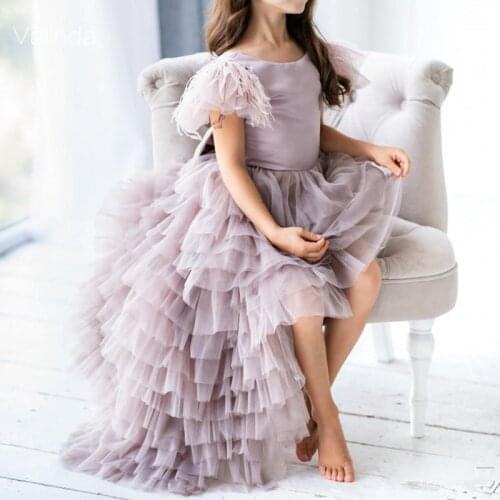 High Low Girl Pageant Dresses with Pleated Skirt Long Formal Occasion Birthday Ceremony Gowns