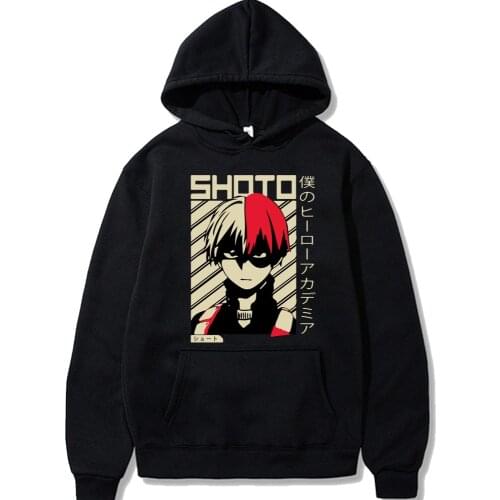 Hot Anime My Hero Academia Boku No Hero Deku Todoroki Shoto Printed Pullover Unisex Winter Hoodies Long Sleeve Winter Sweatshirt