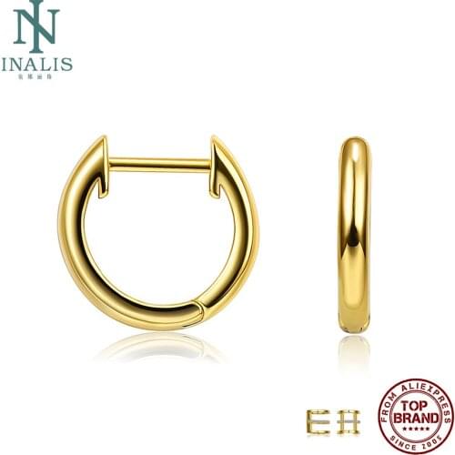 INALIS Round Gold Plated Stud Earrings For Women 5A Clear Cubic Zirconia Girls Copper Earring Anniversary Jewelry New Arrival