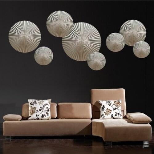 Modern Wood Round Shape Wall Sticker Decoration Home Livingroom Sofa Background Wall Hanging Crafts Porch Wall Mural Ornaments