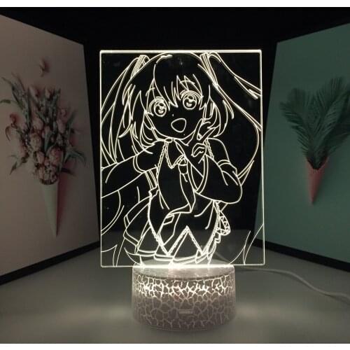 LED White Base Night Anime Figure Girl for Bedroom Decor Birthday Gift Colorful Nightlight Anime Waifu 3D Lamp
