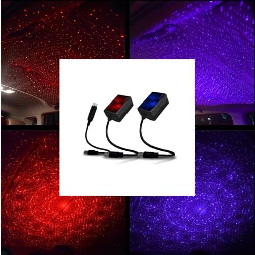 Car LED Decorative Atmosphere Lamp Roof Star Night Light Projector Adjustable Car Styling Automotive Interior Light USB