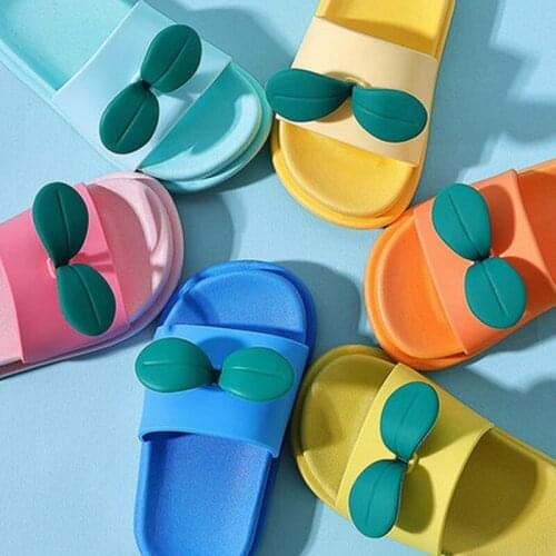 New Cute Leaf Pattern Childrens Slippers Kids Indoor Outdoor Boys Slippers Girls Home Baby Slide Little Boy Girl Shoes Non-slip