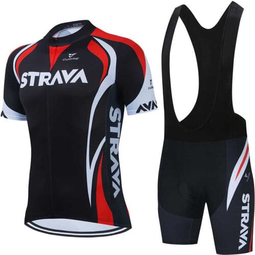 Strava Summer Men Cycling Jersey Sets Triathlon Clothing Bib Shorts Quick Dry Bicycle Uniform Bike Clothes Suits Ropa Ciclism