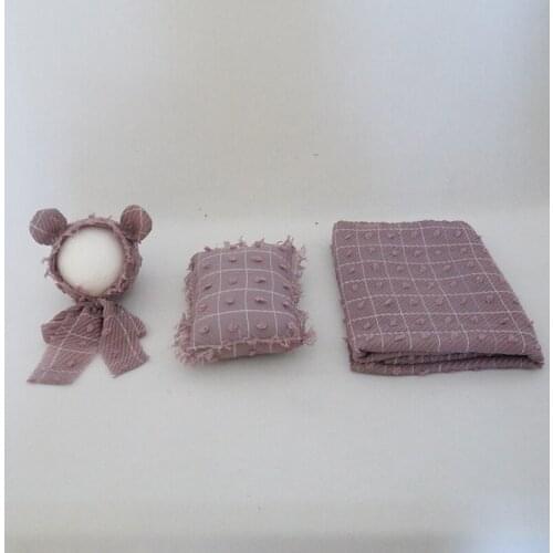 Vintage Teddy Bear Hat Set Newborn Photography Props Posing Pillow Wrap and Hat Set Photo Shoot Newborn Swaddle Sack Props