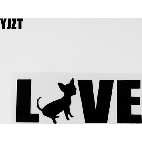 YJZT 14.5CMX5.3CM Fashion Animal Love Chihuahua Vinyl Decal Car Sticker Black/Silver 8C-0038