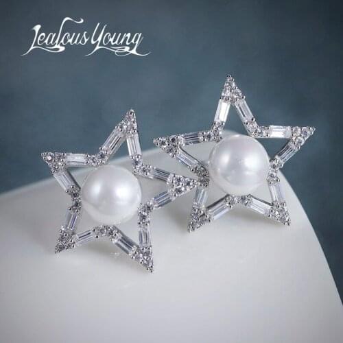 2017 New Star Starfish Stud Earrings Inlay Round Simulated Pearl Earrings For Women Fashion Jewelry brincos AE302