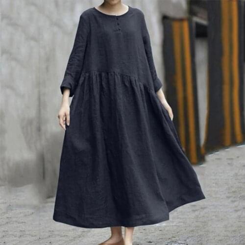 Fashion O-Neck Loose Fit Women Oversized Dress Oversized Dress Skin-Touch Large Size