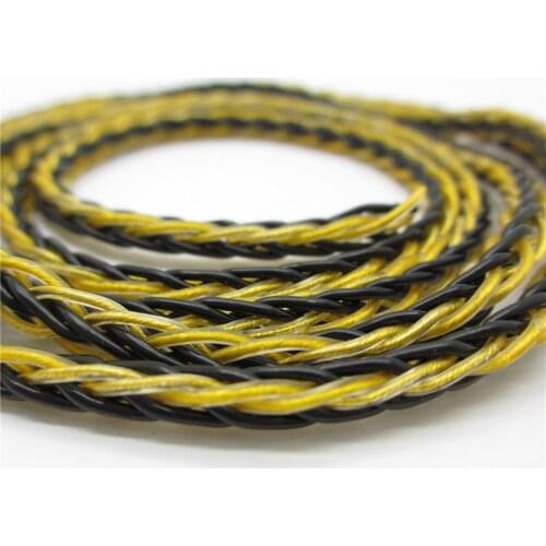 1Meter black + gold color 7N Pure Single Crystal Copper 8 Shares 152 Cores DIY Cable Earphone Accessories