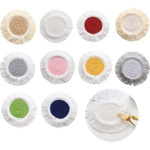 1 pcs Macrame Heat Insulation Cup Pad Table Mat Pure Handmade Cotton Braid Non-slip Insulation Tea Coffee Cup Coaster 12cm