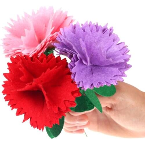 1Pcs Non-woven Carnation Kids Handmade DIY Material Pack For Fathers Mothers Day Best Gift Flowerpot Home Wedding Decoration