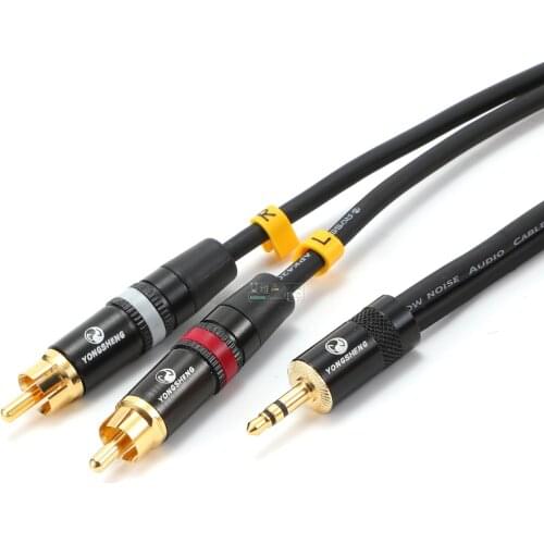 1Pcs DIY custom cable Yongsheng stereo gold-plated 3.5 headphone plug dual RCA male and female sound reinforcement conversion