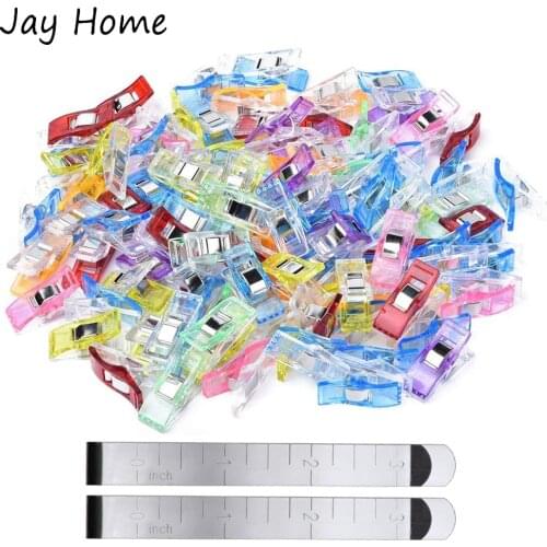 10PCS Plastic Sewing Clips Quilting Clips & 2pcs Stainless Steel Hemming Clips for DIY Pinning and Marking Accessories