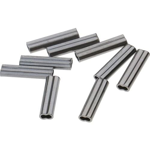 100x Double Barrel Crimps Sleeve 10mm Length Copper Tube Connector 1 / 0.8mm