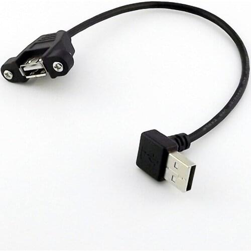 10x USB 2.0 A Male Plug To USB 2.0 A Female Panel Mount Extension Connector Cable 25cm UP/Down/Left/Right Angle