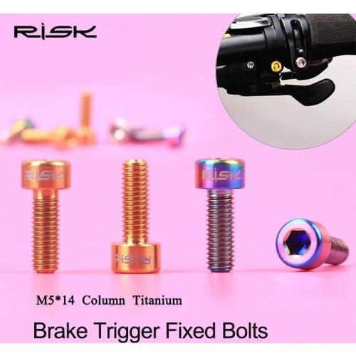 RISK 2PCS M5*14mm Titanium Ti Brake Lever Bolts For MTB Derailleur Lever Screws Fixed Brake Handle Bolt Bicycle Parts M5 x 14 mm