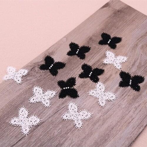 20pcs/lot Embroidered Black Butterfly Appliques Garment Accessories DIY Wedding party Craft Soluble Patch
