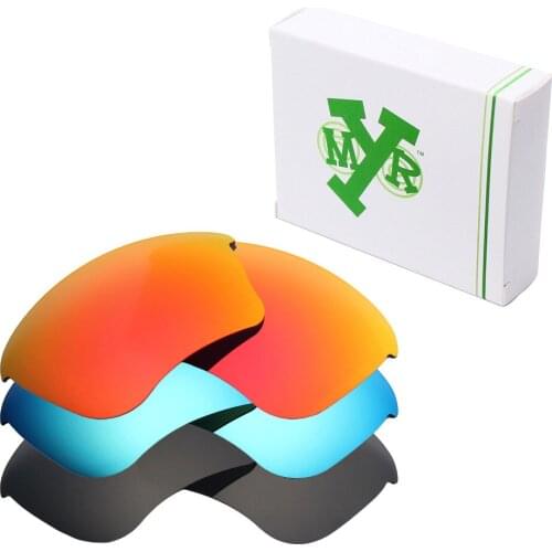 3 Pairs Mryok POLARIZED Replacement Lenses for Oakley Half Jacket XLJ Sunglasses Stealth Black & Ice Blue & Fire Red
