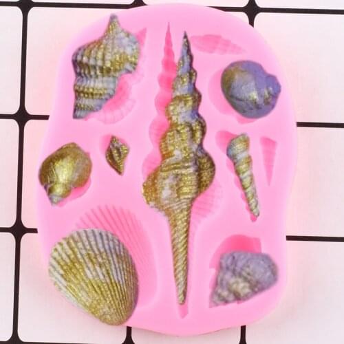 3D Marine Series Pearl Conch Starfish Sea Shell Silicone Mold Cake Border Fondant Cake Decorating Tools Candy Chocolate Molds