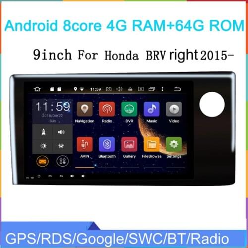 9inch one din android 10 car dvd player for For BR-V BRV 2015-2020 right driving car multimedia gps navi PX5 4G RAM 64G ROM