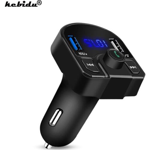 Kebidu Car Bluetooth Charger MP3 Radio Player With Dual USB Charger Voltage LED Display TF Card Music HandFree FM Transmitter