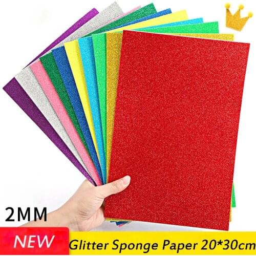 A4 10pcs Foamiran Glitter Foam Paper Shiny Paper for Childrens Craft Activities DIY Cutters Handcraft Foam Paper Without Glue