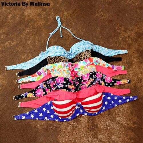 Women Underwire Sexy Secret Bras TOP Push Up Pink Halter Secret Biquini Brazilian Bikinis UP Maillot de bain