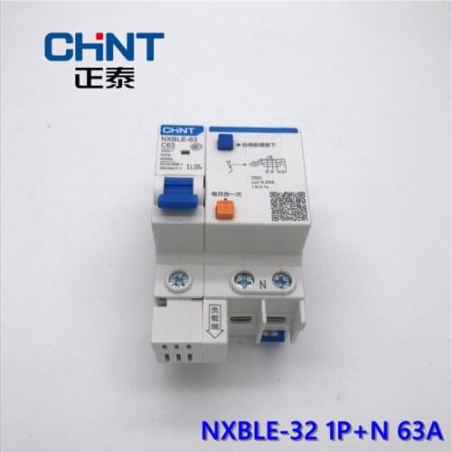 CHNT Miniature Leakage Circuit Breaker DZ47LE NXBLE-63 Type C 1P+N 40A 50A 63A Household Air Switch CHINT RCBO