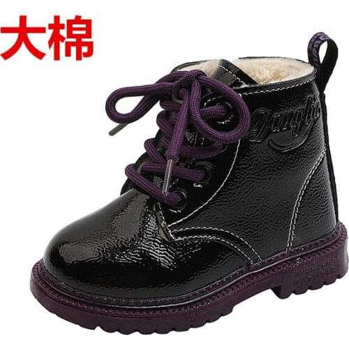 2-6 ChildrenS Shoes Sneaker Ankle Lace-Up Boots For Girls Plush Baby Martin Boots Toddler For Boys Kids Winte Shoe For Child