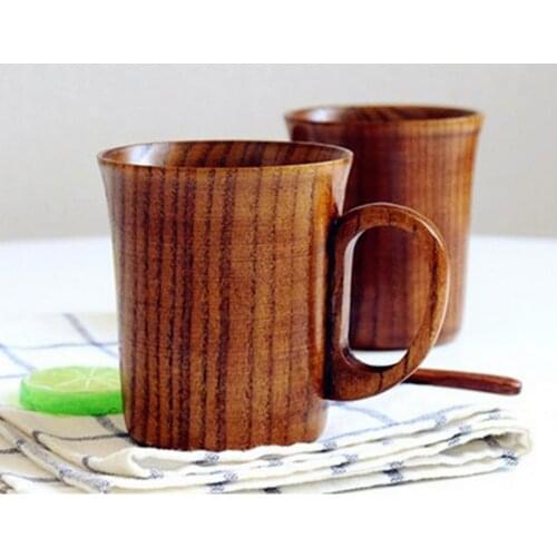 Home Wooden Cup With Handle Coffee Mug For Drinking Tea Office Espresso Water