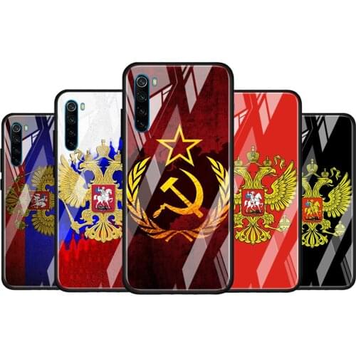 Russia Flag national emblem for Xiaomi Redmi K40 K30 K20 Pro Plus 9C 9A 9 8A 7 Luxury Shell Tempered Glass Phone Case Cover