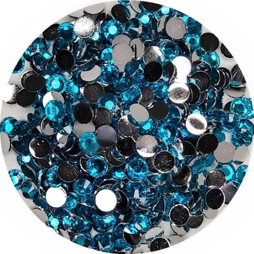 Good Quality Blue Zircon Resin Flatback Glue On Beads 2mm~6mm Non Hotfix Rhinestones for Nail Art/Garment/Decoration