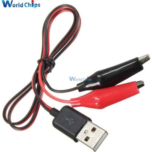 Alligator Test Clips Clamp to USB Male Connector Power Supply Adapter Wire 60cm