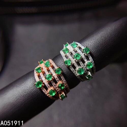 KJJEAXCMY fine jewelry natural Emerald 925 sterling silver new gemstone women ring support test noble