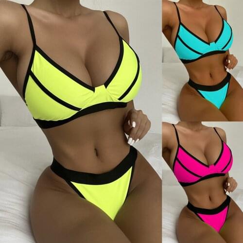 2021 African Bikini Sets Women 2 Pcs Bathing Swimsuit Straps Patchwork Sexy Push Up Bra Swimwear Beachwear