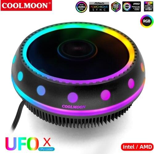 COOLMOON CPU Heatsink Cooler Fans Cooling For Intel LGA 1150 1155 1156 775 1366 AMD AM2 AM2+ AM3+ AM4 3 Pin RGB CPU Cooler