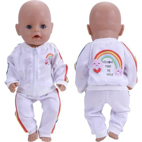 2021 Fashion Fit 18 inch Baby New Born Doll Clothes 43cm Reborn Toddler Dolls Dress Love Sports Clothes For Baby Birthday Gift