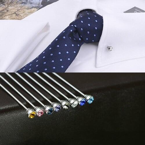 Fashion Collar Pins High Quality Spiral Button Mens 7CM Simple British French Shirt Crystal Tie Accessories Mens Jewelry Gifts