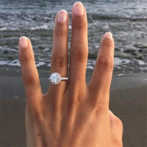 Silver Color Wedding Rings For Women Square Simulated Jewelry Bague Bijoux Femme Engagement ring Accessories