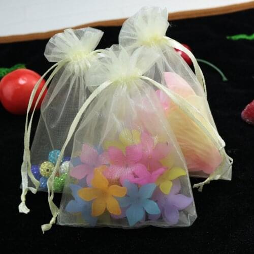 Wholesale 500pcs/lot Drawable Beige Large Organza Bags 15x20cm Favor Wedding Christmas Gift Bag Jewelry Packaging Bags& Pouches