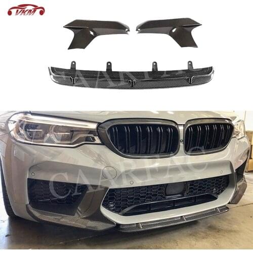 For F90 M5 Carbon Fiber Front Lip Splitters Flaps Spoiler For BMW 5 Series F90 M5 2018 2019 Head Bumper Chin Cover Fiber glass