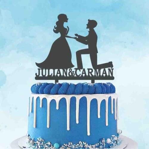 Personalized Wedding Cake Topper Custom Couples Name Bride Groom Silhouett For Wedding Anniversary Party Cake Decoration Topper