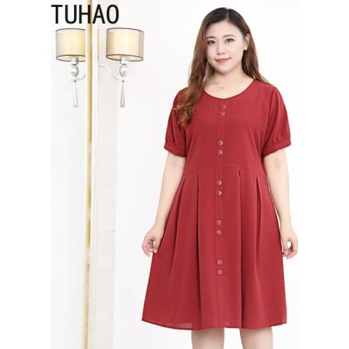 TUHAO Mother Mom Red Elegant Summer Dress 10XL 9XL 8XL 7XL Large Size Female Dress Plus Size Woman OFFICE LADY Dresses OL WM08