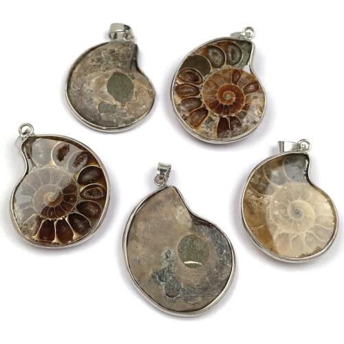 New Fashion Natural Gem Stone Pendant Snail Shape Shell Charms for Jewelry Making DIY Necklace Accessories Size 20x35-30x40mm