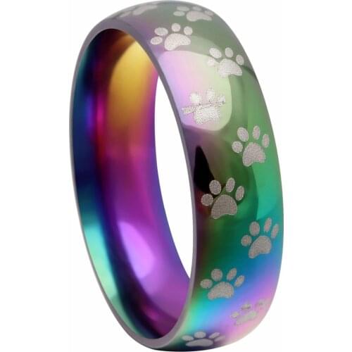 Rainbow Stainless Steel Ring For Women Animal Bear Paw Dog Footprint New Model Hot Sale Dropshipping Wedding Engagement Ring